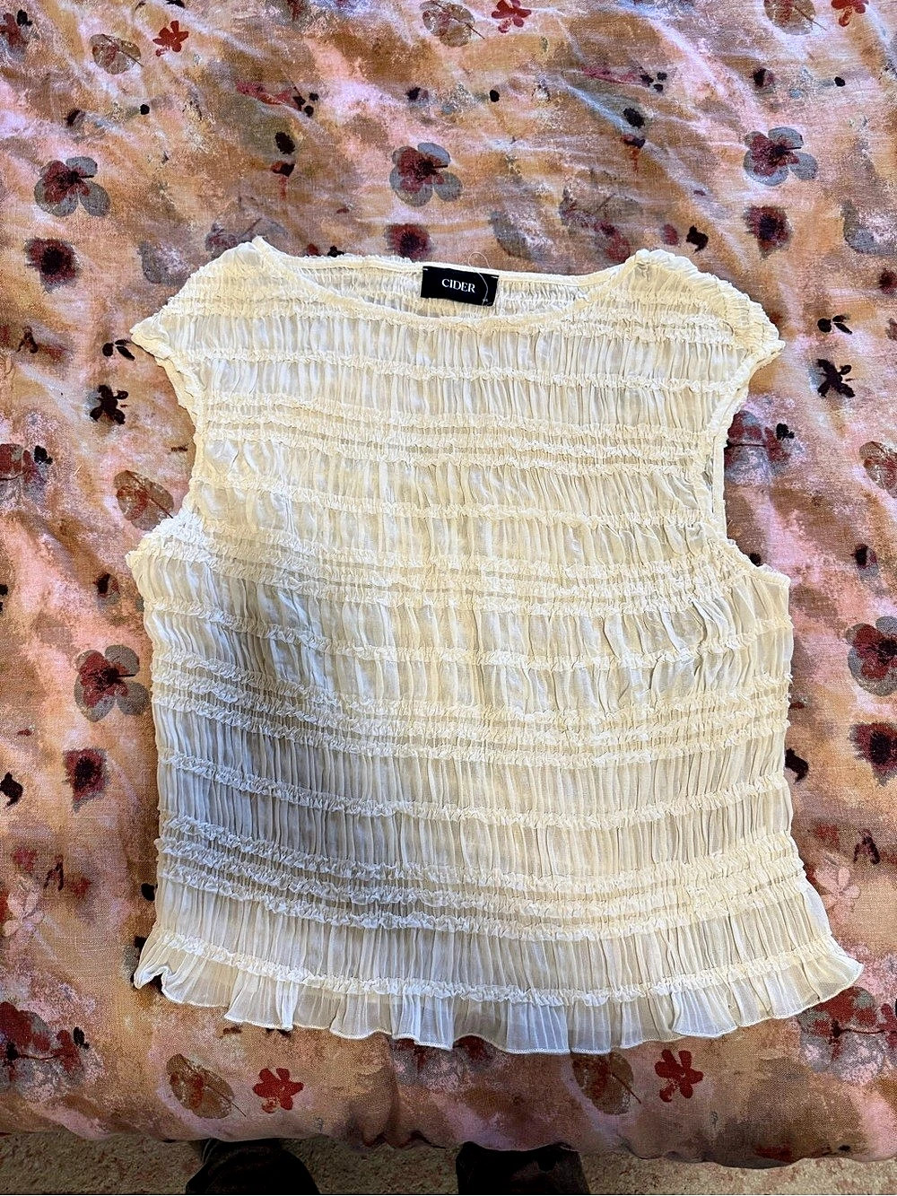 CIDER Smocked Ruffle Tank Top in Yellow Like New